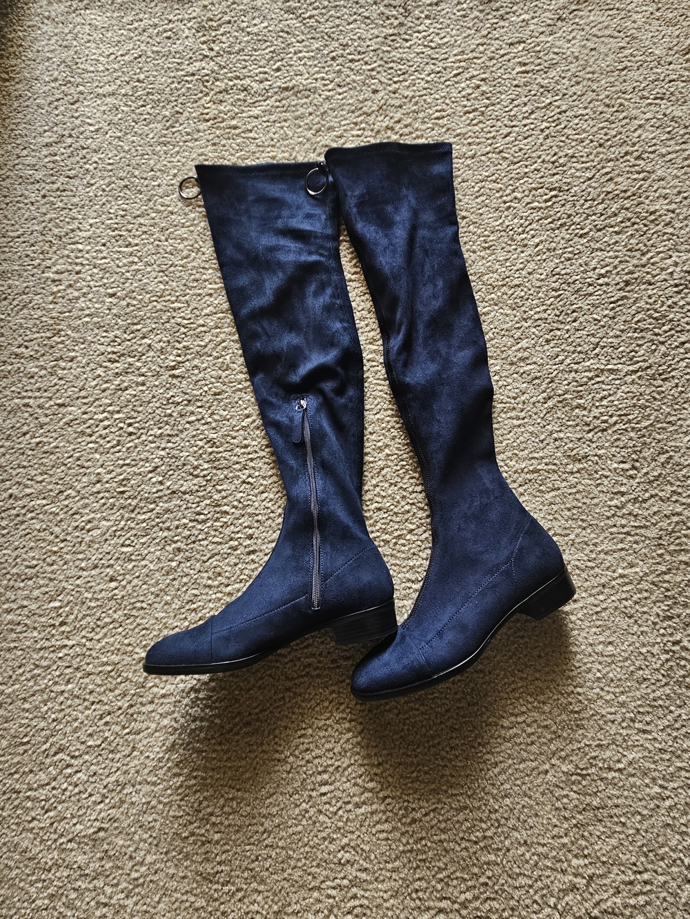Zara Navy Over-the-Knee Boots with Side Zip